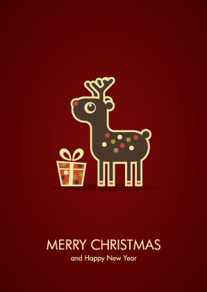 Cartoon Christmas Reindeer &amp; Present (3002)