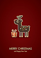 Cartoon Christmas Reindeer & Present (3002)